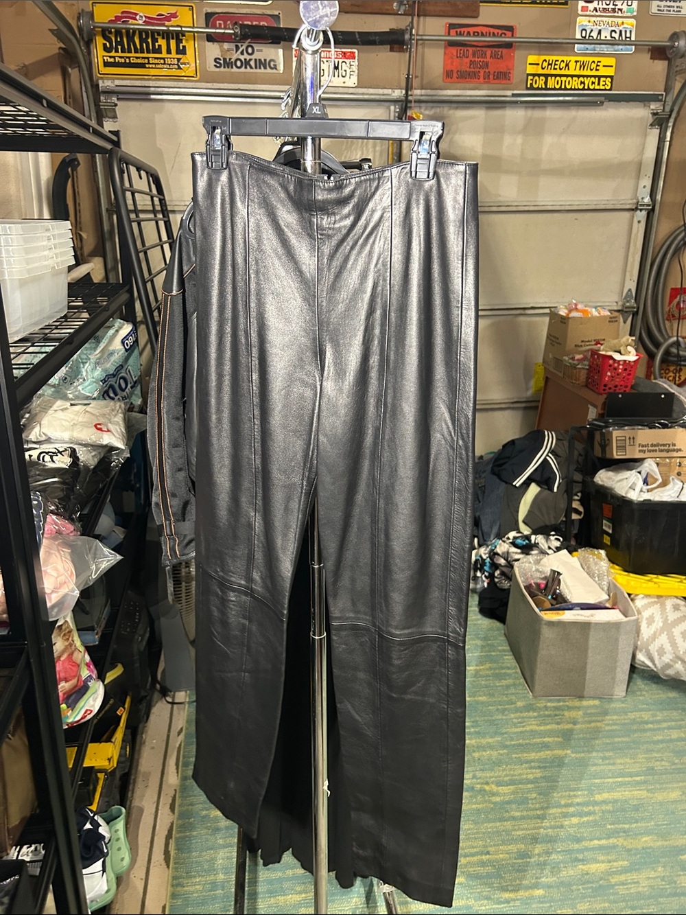 North Beach Leather Black Faux Leather Straight-Leg Pants